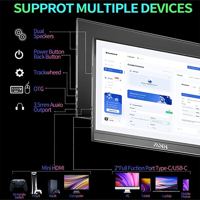 Ultra-Thin Portable Metal Display Monitor for PS4